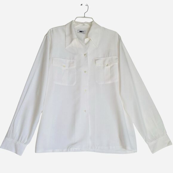 Madewell Alexa Chung White Shirt L Button-Up Pockets Sexy Glam Minimalist Preppy - Picture 1 of 9